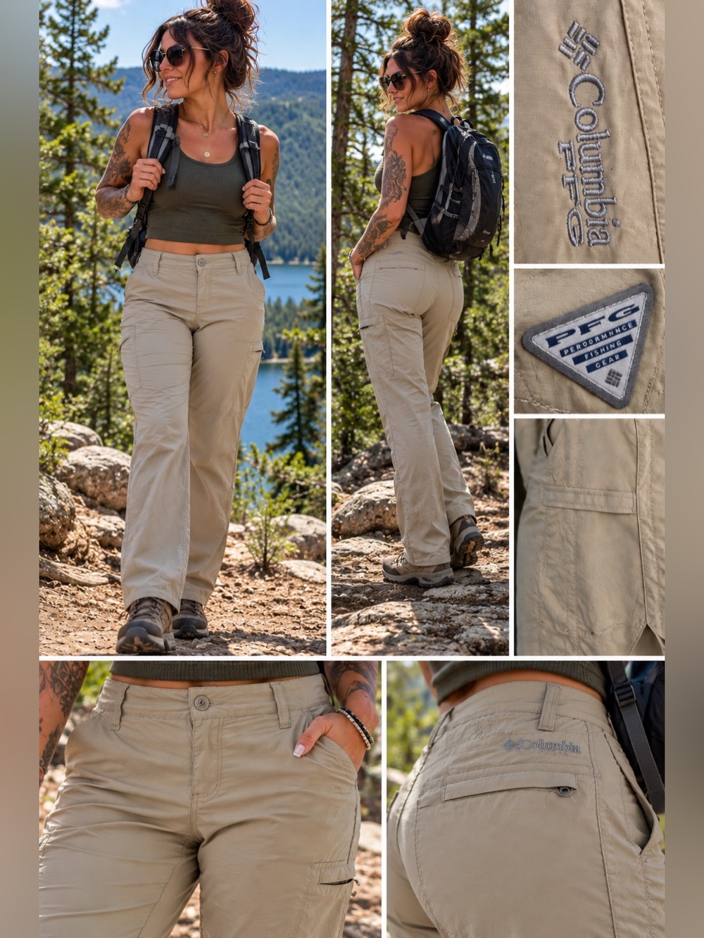 Columbia PFG Omni-Shade UPF 50 Khaki Hiking Outdoor Pants Size 6 NWT
